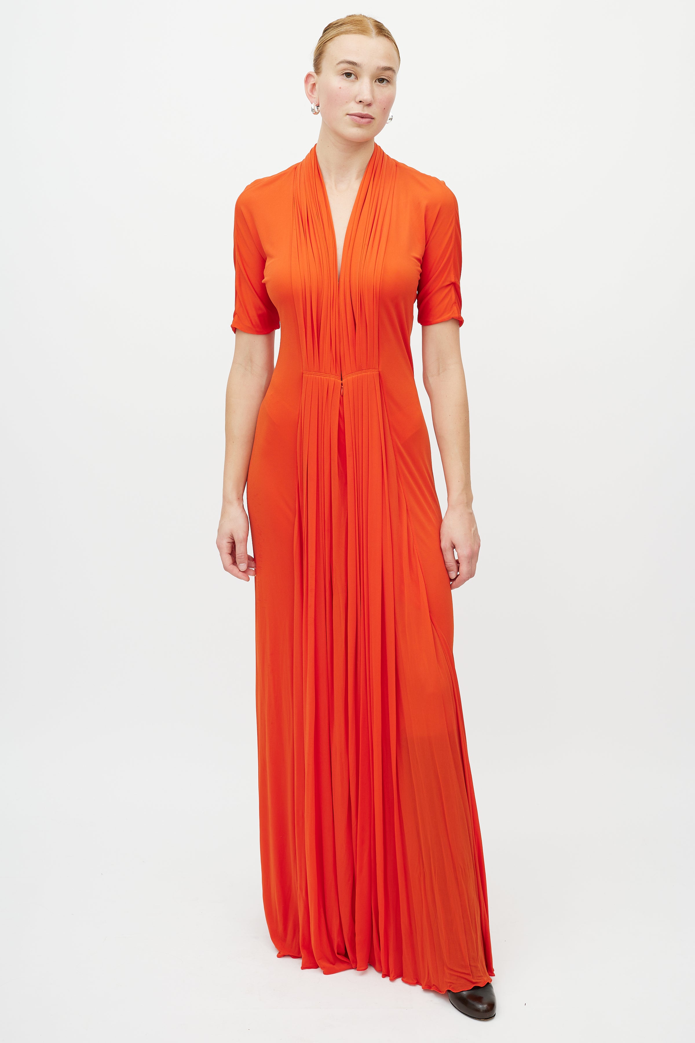 hermes dress Hermès // Pleated V-Neck Dress – VSP Consignment