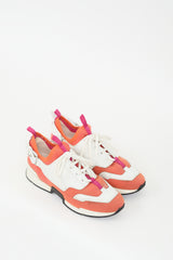 Hermès Orange & White Knit & Leather Athelete Sneaker