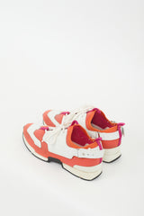 Hermès Orange & White Knit & Leather Athelete Sneaker