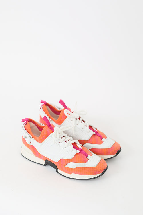 Hermès Orange & White Leather Athelete Sneaker