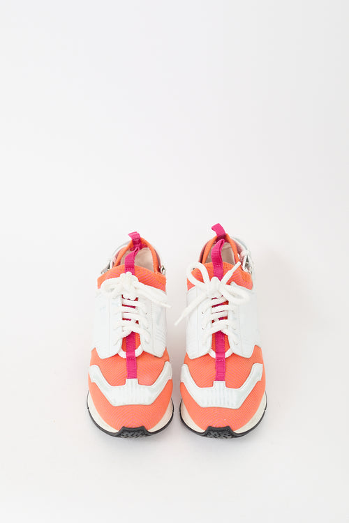 Hermès Orange & White Leather Athelete Sneaker