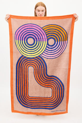 Hermès Orange & Multicolour Cotton Zen au Soleil Beach Towel