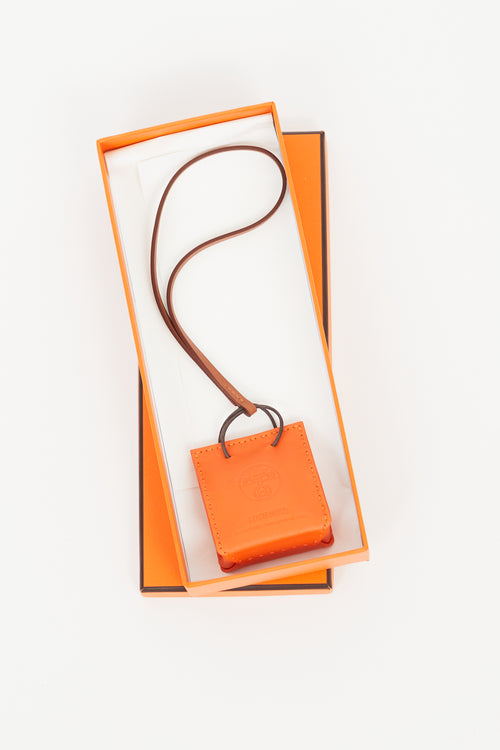 Hermès Orange Leather Bag Charm