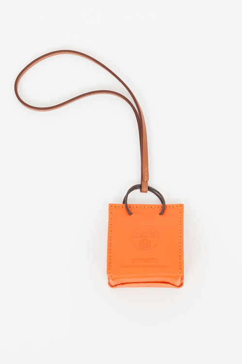 Hermès Orange Leather Bag Charm