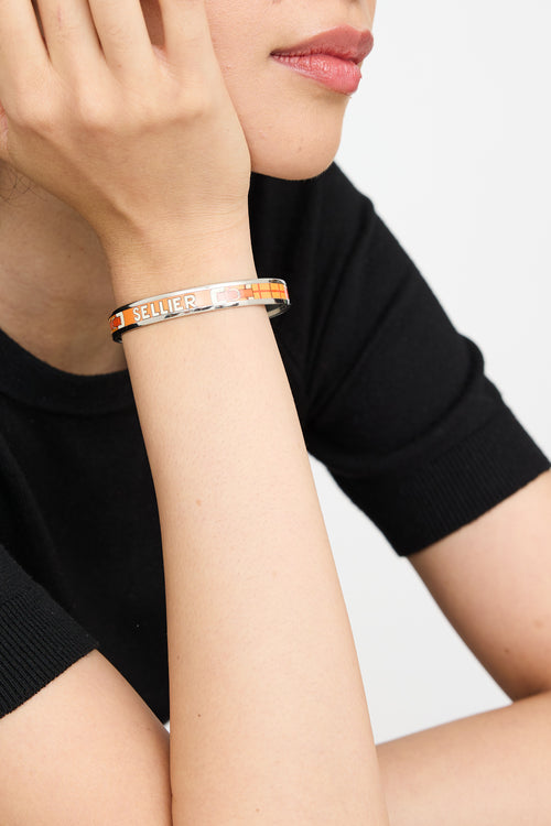 Hermès Sellier Enamel Narrow Bangle