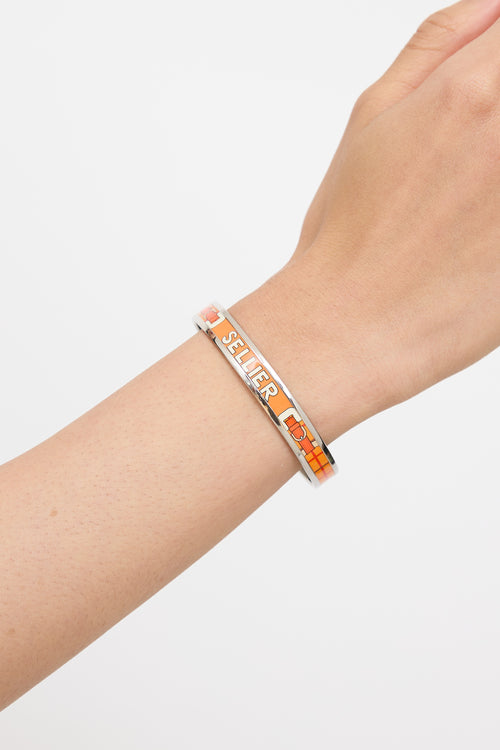 Hermès Sellier Enamel Narrow Bangle