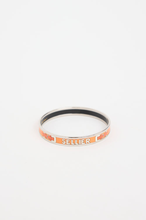 Hermès Sellier Enamel Narrow Bangle