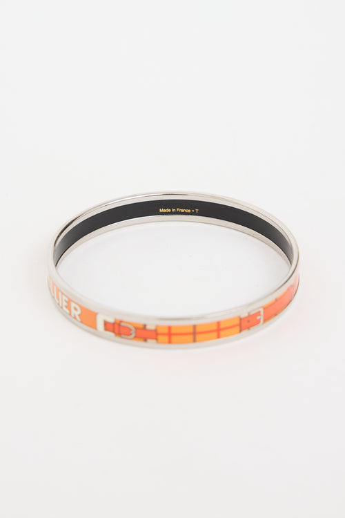 Hermès Sellier Enamel Narrow Bangle