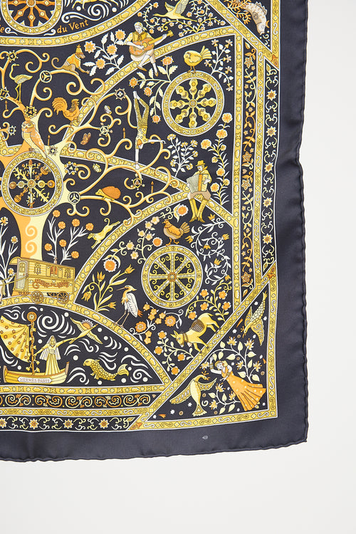 Hermès 2010 Silk Peuple du Vent 45 Scarf