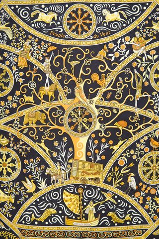 Hermès 2010 Silk Peuple du Vent 45 Scarf