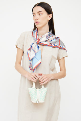Hermès 2023 Nata & Vert Swift Lucky Daisy Micro Picotin Bag