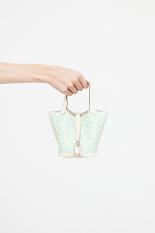 Hermès 2023 Nata & Vert Swift Lucky Daisy Micro Picotin Bag