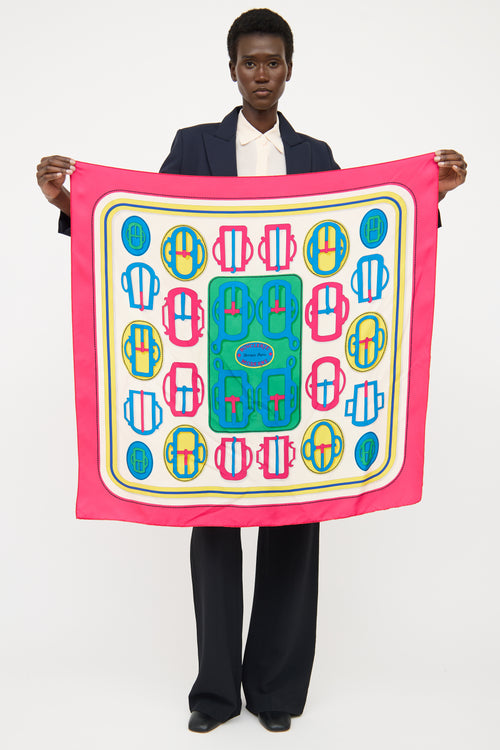 Hermès Pink Silk Bouclerie Moderne Scarf