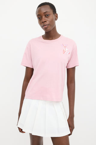 Hermès Pink & Multicolour Faubourg Rainbow Graphic T-Shirt