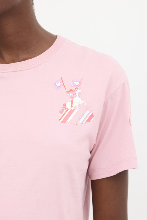 Hermès Pink & Multicolour Faubourg Rainbow Graphic T-Shirt