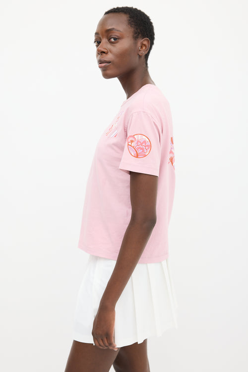 Hermès Pink & Multicolour Faubourg Rainbow Graphic T-Shirt