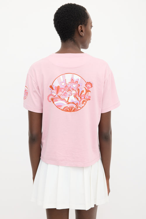 Hermès Pink & Multicolour Faubourg Rainbow Graphic T-Shirt