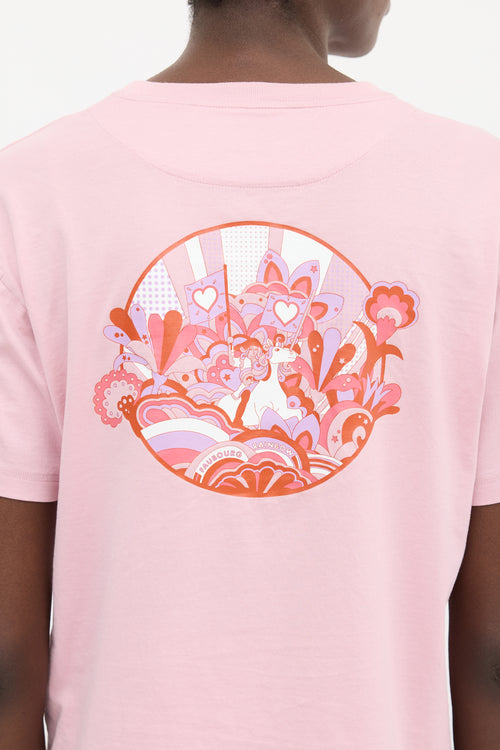 Hermès Pink & Multicolour Faubourg Rainbow Graphic T-Shirt