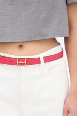 Hermès Pink & Gold Leather H Torsade Buckle Reversible Belt