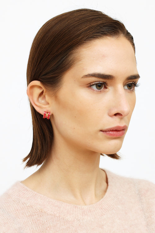 Hermès Rose Tropique Mini Pop H Earrings