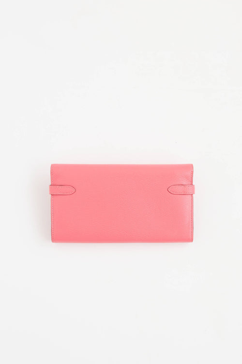Hermès 2020 Rose Lipstick Kelly Chèvre Leather Wallet