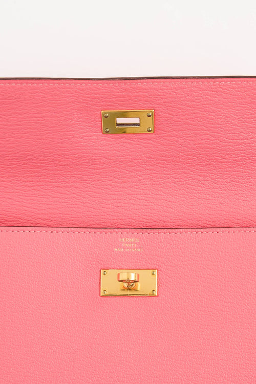 Hermès 2022 Rose Lipstick Kelly Chèvre Leather Wallet