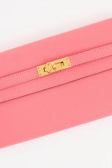 Hermès 2021 Rose Lipstick Kelly Chèvre Leather Wallet
