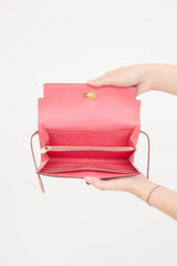 Hermès 2019 Rose Lipstick Kelly Chèvre Leather Wallet