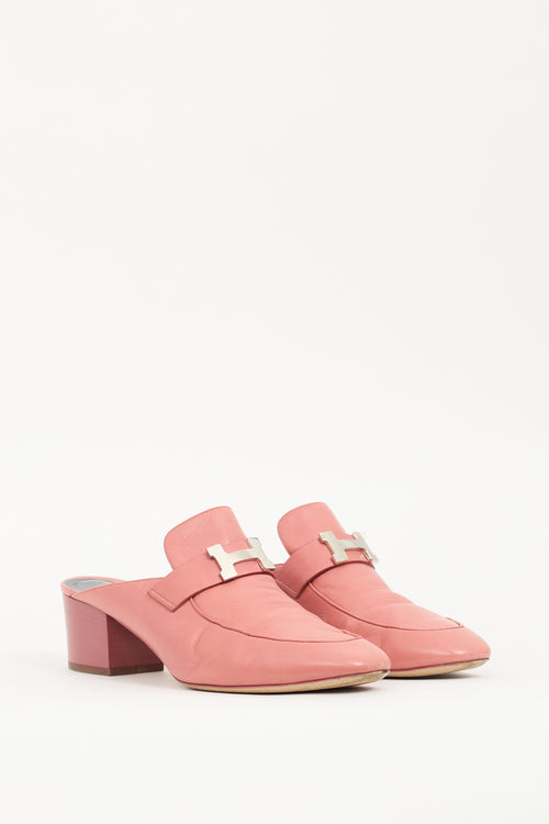 Hermès Pink Leather Paradis Mule