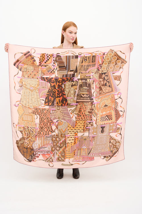 Hermes Pink & Multicolour Voyage en Etoffes Scarf