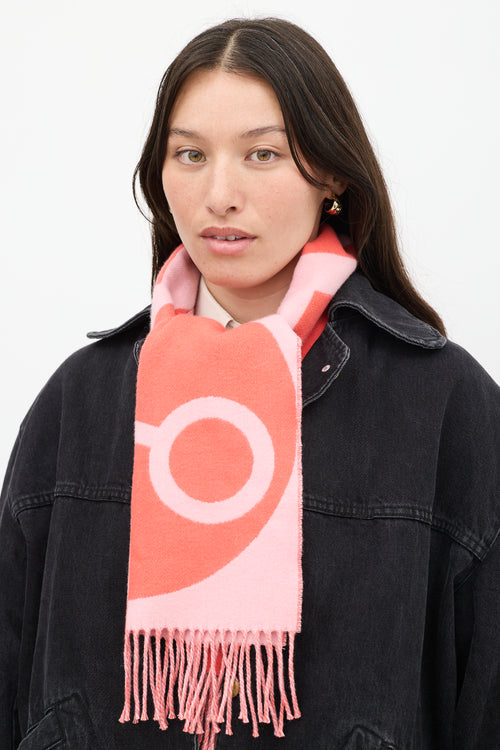 Hermès Pink & Orange Cashmere Geometric Knit Scarf