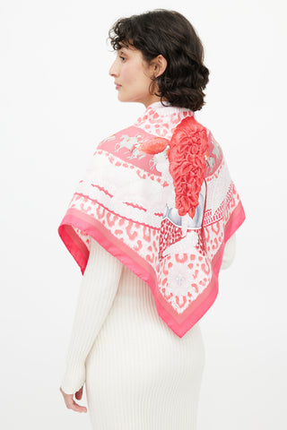 Hermès Pink Silk Casques Et Plumets 90 Scarf