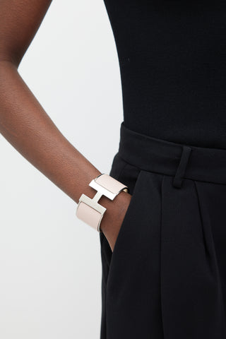 Hermès Pink & Silver Clic H XL Bracelet