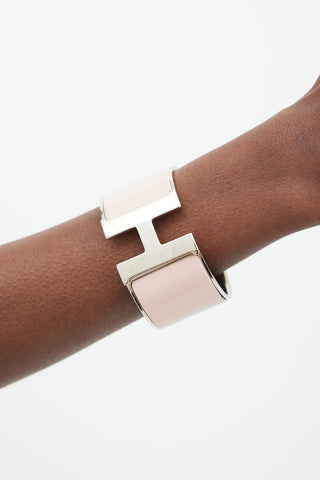 Hermès Pink & Silver Clic H XL Bracelet
