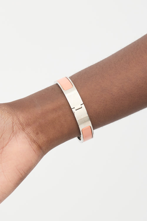 Hermès SIlver & Pink Clic H GM Bracelet