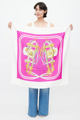 Hermès Fuchsia & White Brides De Gala 90 Scarf