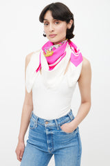 Hermès Fuchsia & White Brides De Gala 90 Scarf