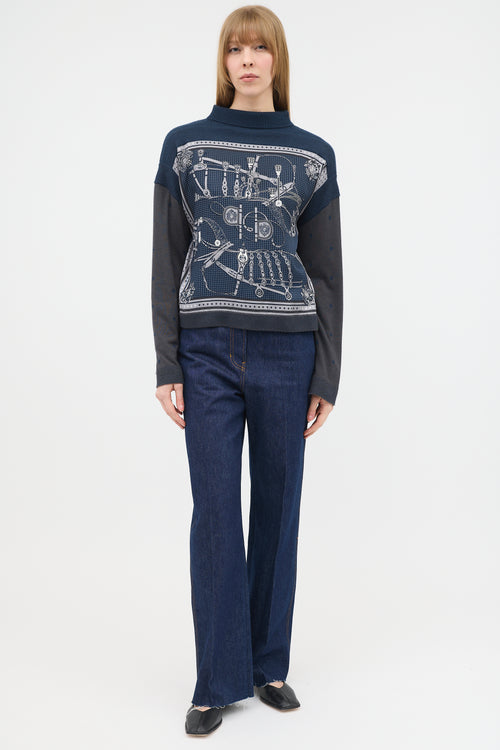 Hermès Printed Mock Neck Sweater
