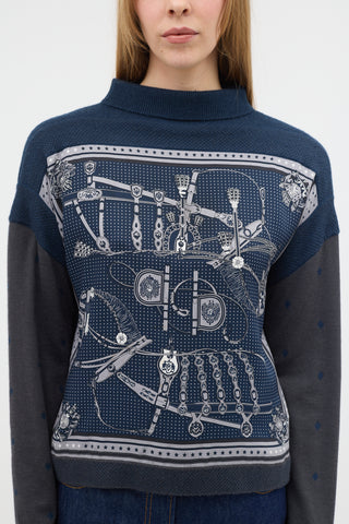Hermès Printed Mock Neck Sweater