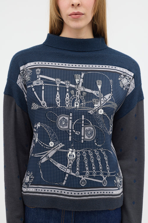 Hermès Printed Mock Neck Sweater