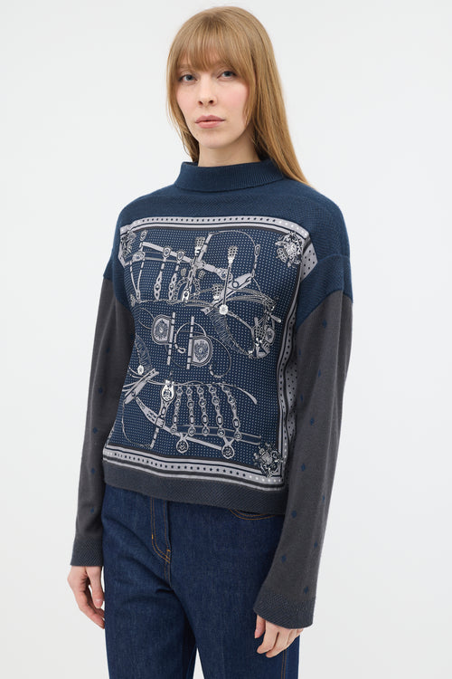 Hermès Printed Mock Neck Sweater