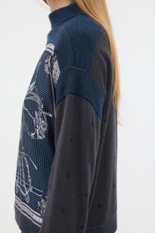 Hermès Printed Mock Neck Sweater