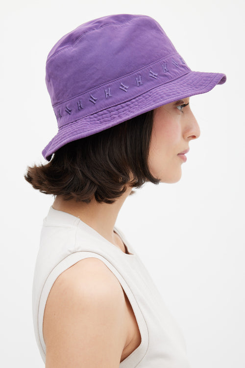 Hermès Purple Embroidered H Logo Trimmed Bucket Hat
