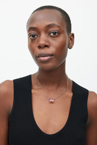 Hermès Gold & Purple Mini Pop H Necklace