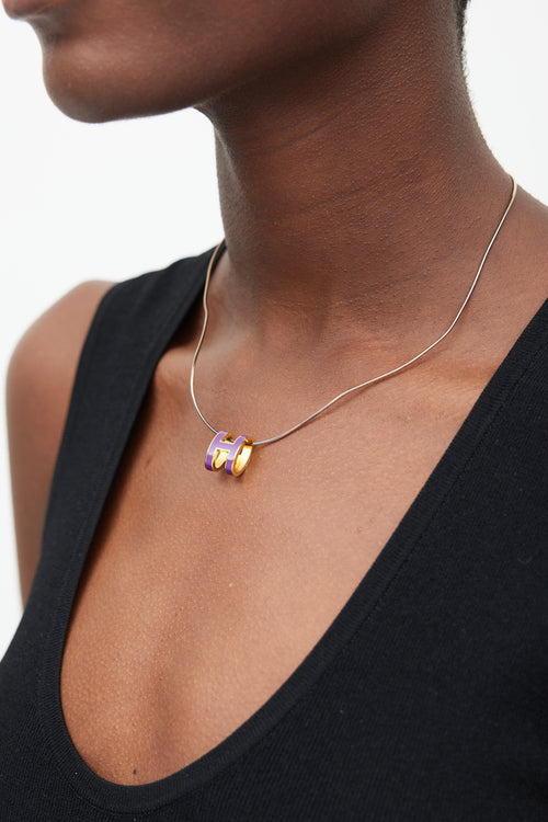 Hermès Gold & Purple Mini Pop H Necklace