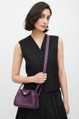 Hermès 2022 Cassis & Bleu Royal Swift Leather Mini Lindy Bag