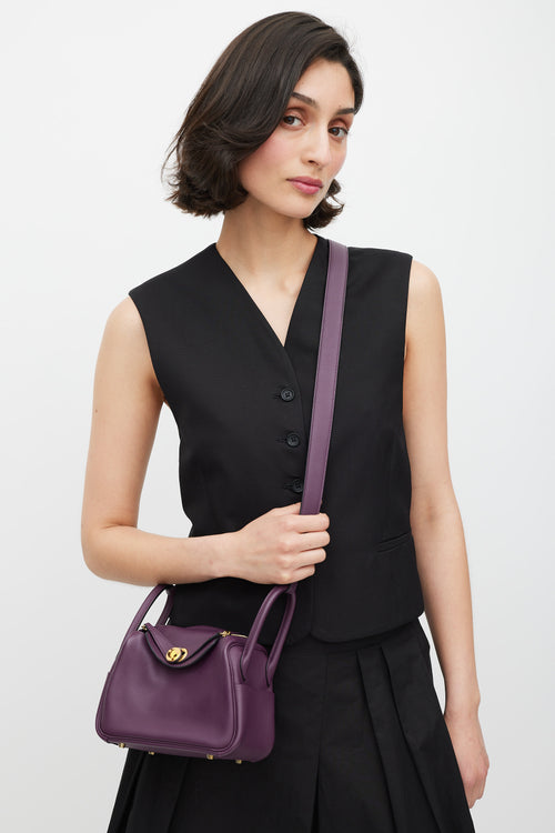 Hermès 2022 Cassis & Bleu Royal Swift Leather Mini Lindy Bag