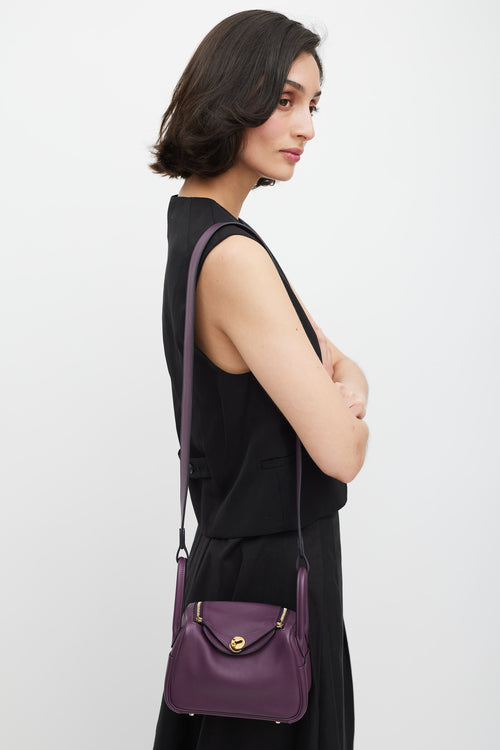 Hermès 2022 Cassis & Bleu Royal Swift Leather Mini Lindy Bag
