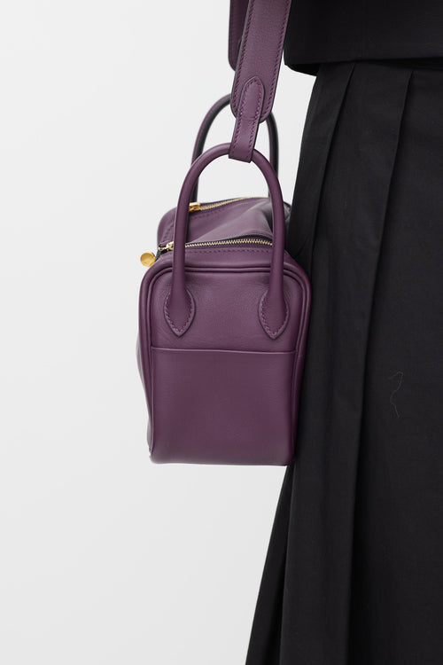 Hermès 2022 Cassis & Bleu Royal Swift Leather Mini Lindy Bag