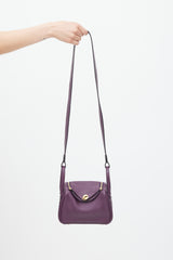 Hermès 2022 Cassis & Bleu Royal Swift Leather Mini Lindy Bag